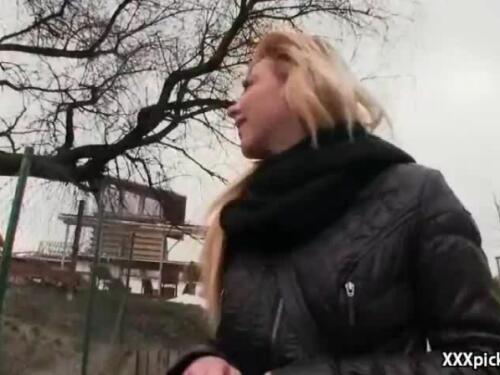 Wild golden-haired czech woman is paid money from some mad public lovemaking ten