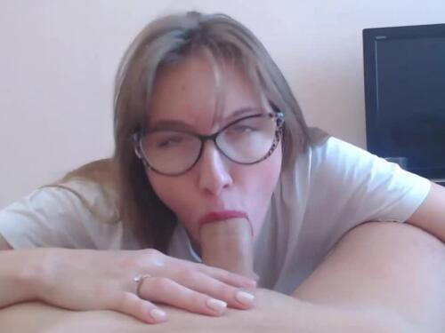 Super-sexy legitimate age teenage with super-sexy glasses gives a perfect oral-service